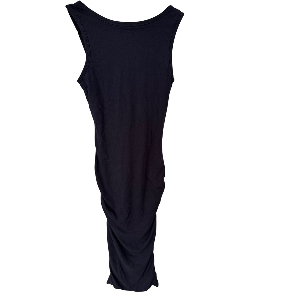 JAMES PERSE Black Ruched cotton minimalist Tank Dress Size 2 Midi